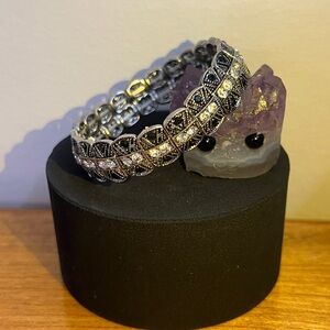 Elegant Silver and Black Rhinestone Blingy Bracelet